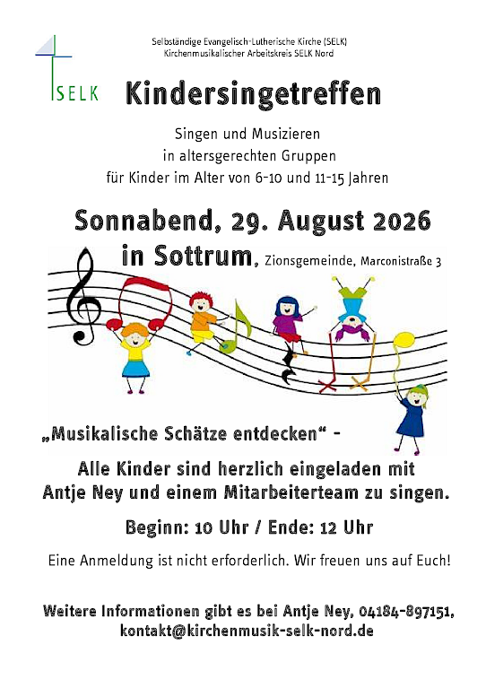 Plakat f&uuml;r das Kindersingetreffen in Sottrum